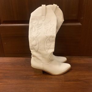 Knee High White Cowgirl Boots